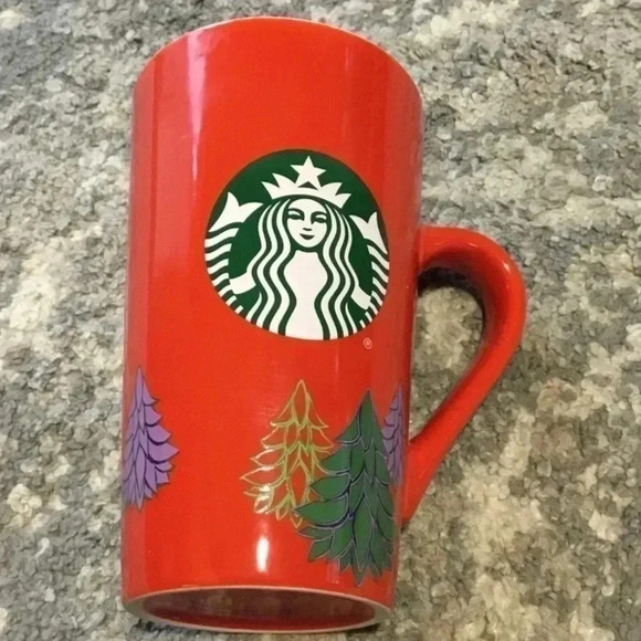 Starbucks 2020 Red Holiday Mug Christmas Trees - Picture 1 of 9